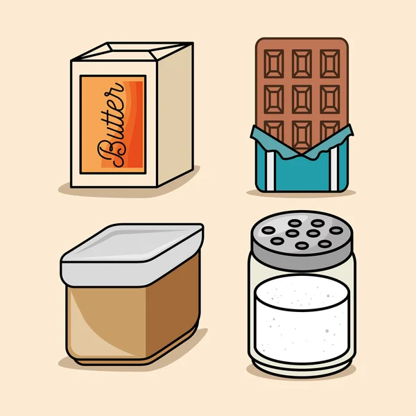 Boter chocolade zout pictogrammen instellen — Stockvector