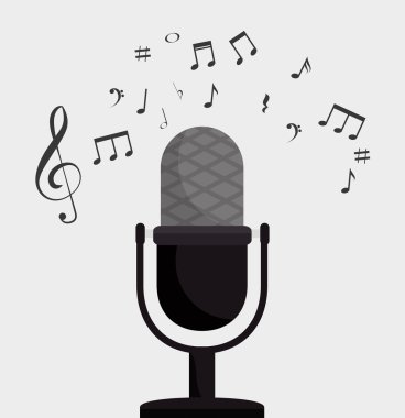 mikrofon retro anahtar nota müziği