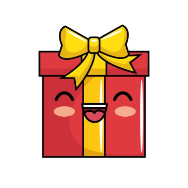 Kırmızı hediye kawaii gülümseme simgesi