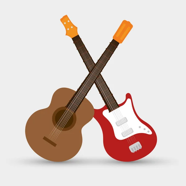 Gitara elektryczna kolekcji i tradycyjne gitara muzyka — Wektor stockowy