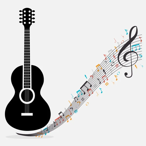 Traditional guitar treble clef notes — Stock Vector