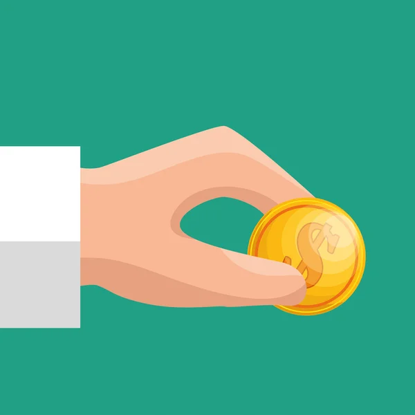 Hand hold coin save money icon — Stock vektor