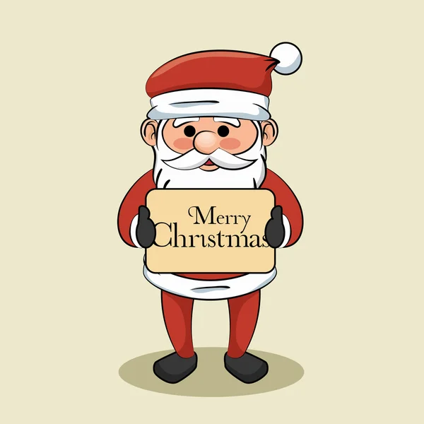 Santa claus hold merry christmas sign — Stock Vector