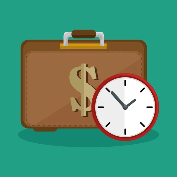 Bőrönd pénz óra biztonsági ikon — Stock Vector