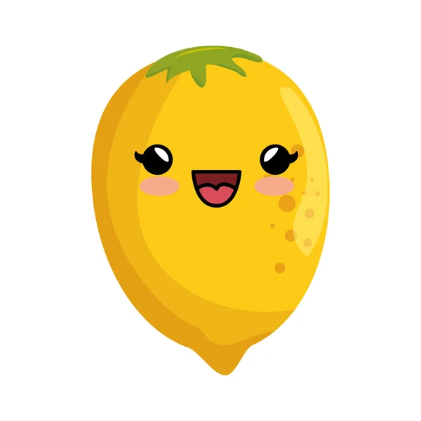 Кавайи милый лимонный цитрусовый желтый икона — стоковый вектор