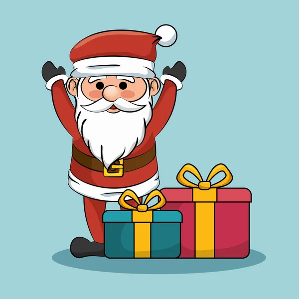 Santa claus with gift boxes christmas design — Stock vektor