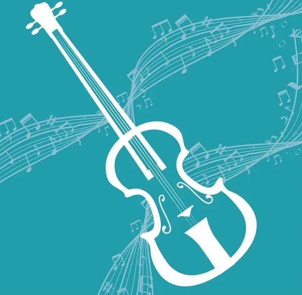 White fiddle music notes blue background — ストックベクタ