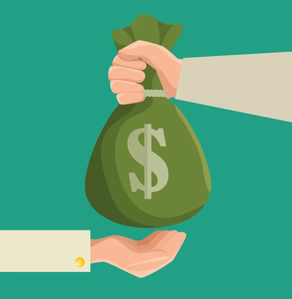 Sparen Sie Geld Konzept Hände Tasche Geld Business-Ikone — Stockvektor