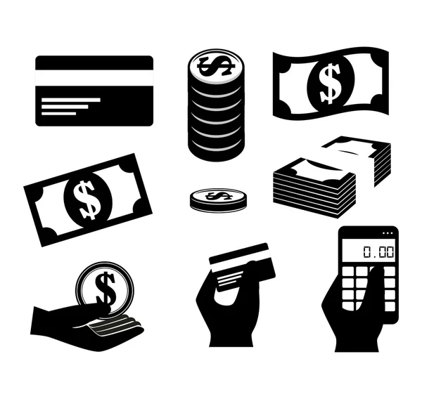 Ahorrar el diseño de iconos financieros dinero — Vector de stock