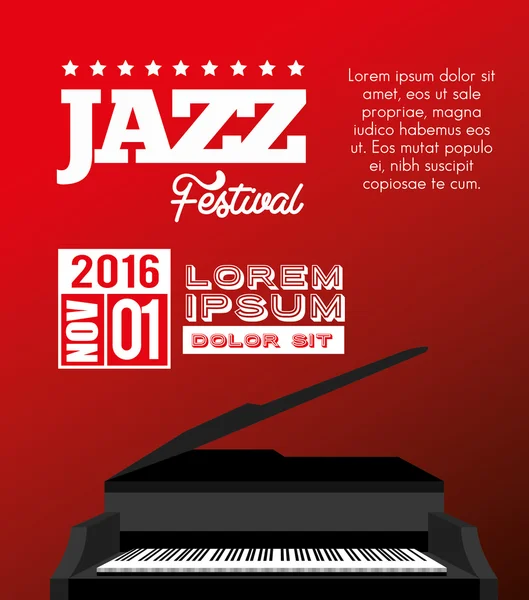 Zenei fesztivál jazz ünnepe desing — Stock Vector