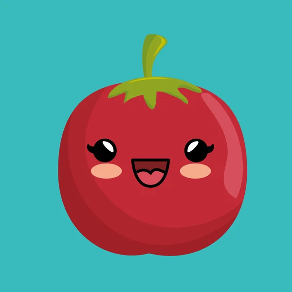Frais mignon kawaii tomate légume — Image vectorielle