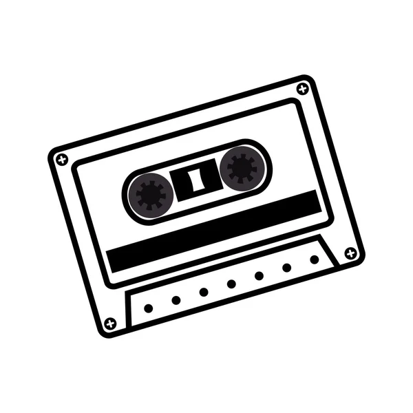Mano dibujo cassette música grabar icono — Vector de stock