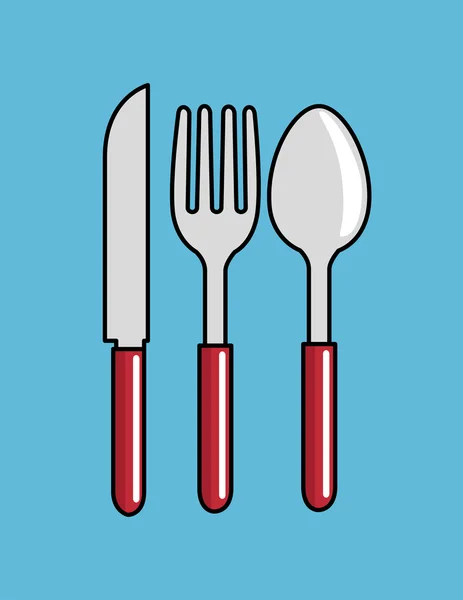Dibujos animados cuchara tenedor cuchillo cocina diseño — Archivo Imágenes Vectoriales