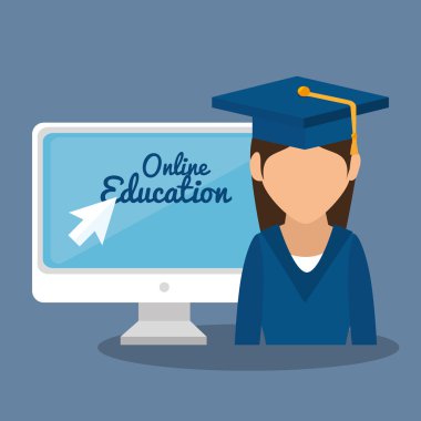 online eğitim izole simgeler