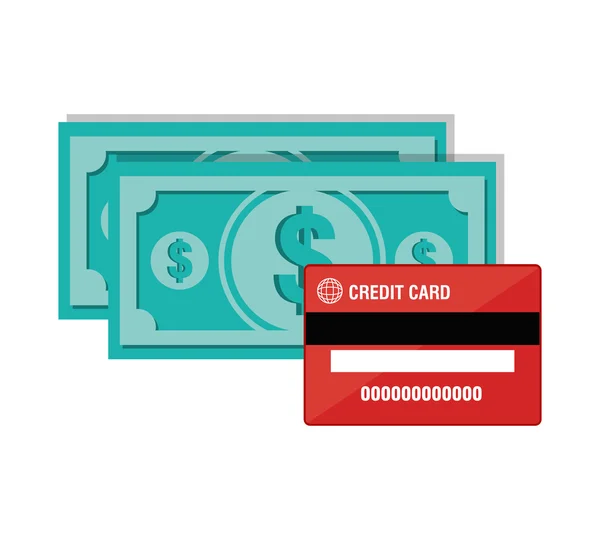 クレジットカードのお金の絶縁アイコン — ストックベクタ