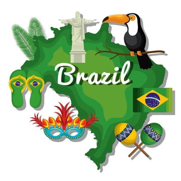 Bienvenido a Brasil representando iconos — Vector de stock