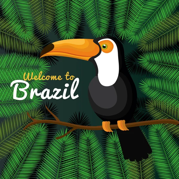 Добро пожаловать в Бразилию, представляющий иконы — стоковый вектор