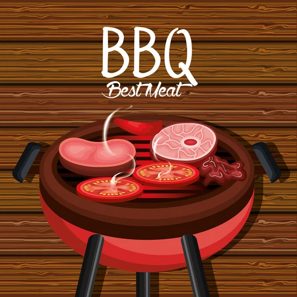 Barbecue tempo migliore carne — Vettoriale Stock