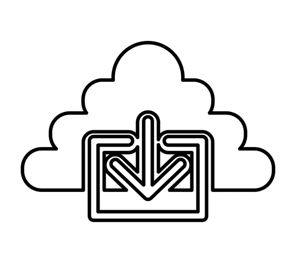Cloud computing avec téléchargement de flèche — Image vectorielle