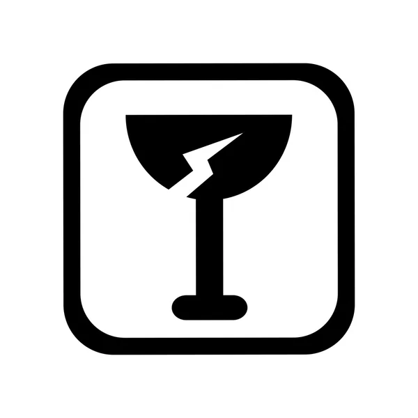 Copo símbolo frágil ícone isolado — Vetor de Stock