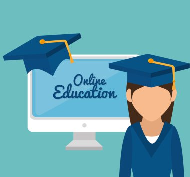 online eğitim izole simgeler