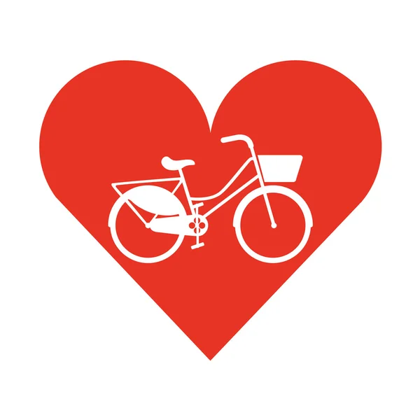 Fahrrad Fahrzeug Stil mit Herz isoliert Symbol — Stockvektor