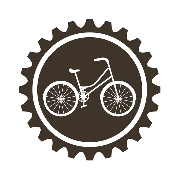 Bicicletta stile veicolo con ingranaggio isolato icona — Vettoriale Stock