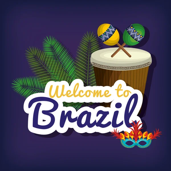 Welcome to brazil representing icons — Stock Vector