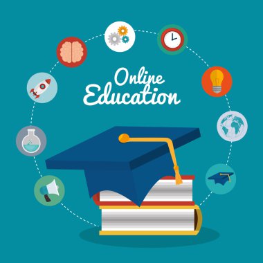 online eğitim izole simgeler