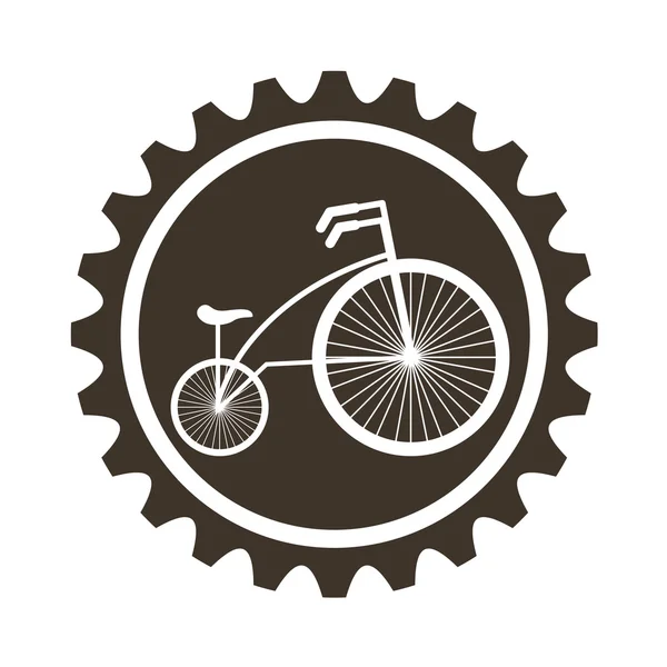 Bicycle vehicle style with gear isolated icon — Stock Vector