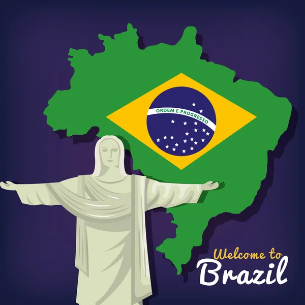 Simgeleri temsil eden Brezilya'ya hoş geldiniz — Stok Vektör