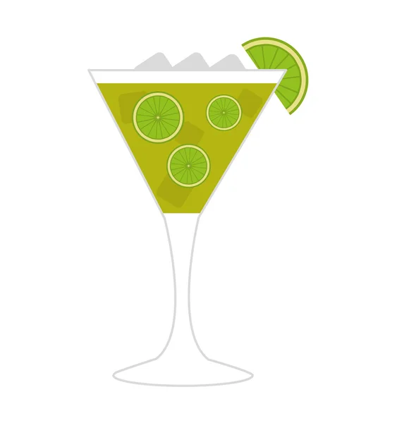 Coupe de cocktail tropical icône isolée — Image vectorielle