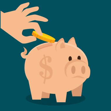 izole karikatür domuz para kazanç tasarım