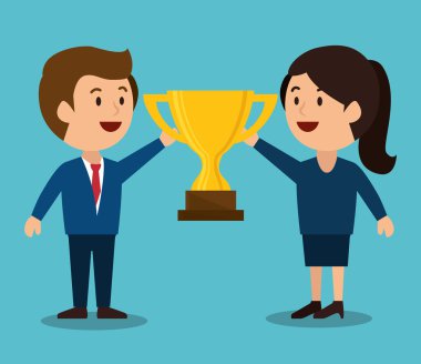 kadın adam kupa kazanç tasarım izole karikatür