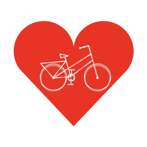 Style de véhicule de vélo avec icône isolée coeur — Image vectorielle