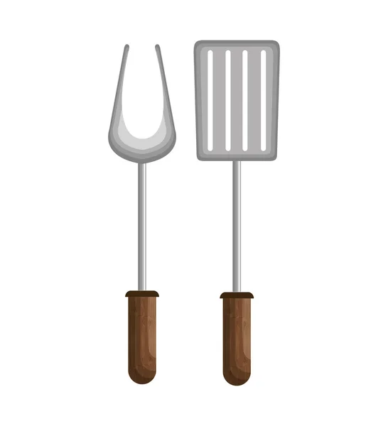 Вилка и лопатка для барбекю — стоковый вектор
