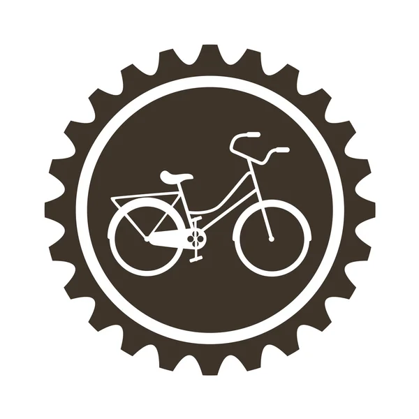 Bicycle vehicle style with gear isolated icon — Stock Vector