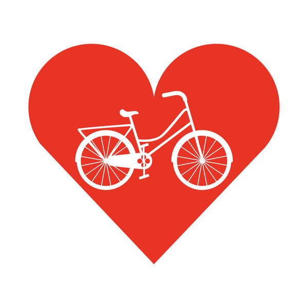 bicycle vehicle style with heart isolated icon