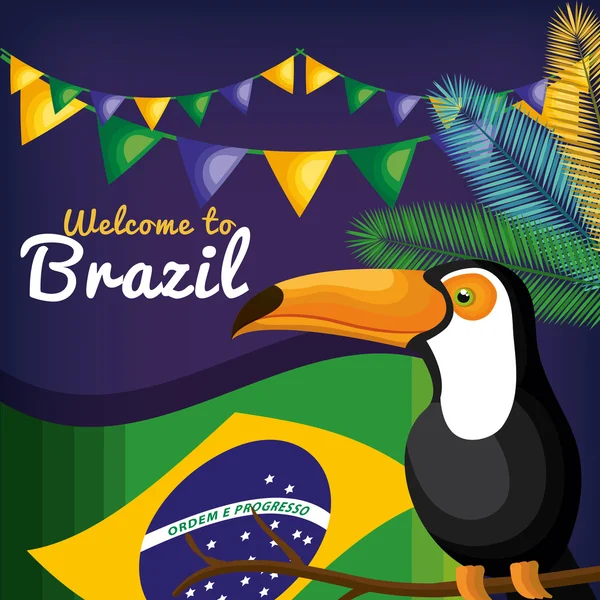 Добро пожаловать в Бразилию, представляющий иконы — стоковый вектор