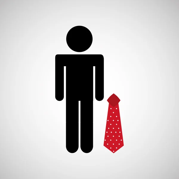 Man silhuetten affärs- och röd slips designikon — Stock vektor