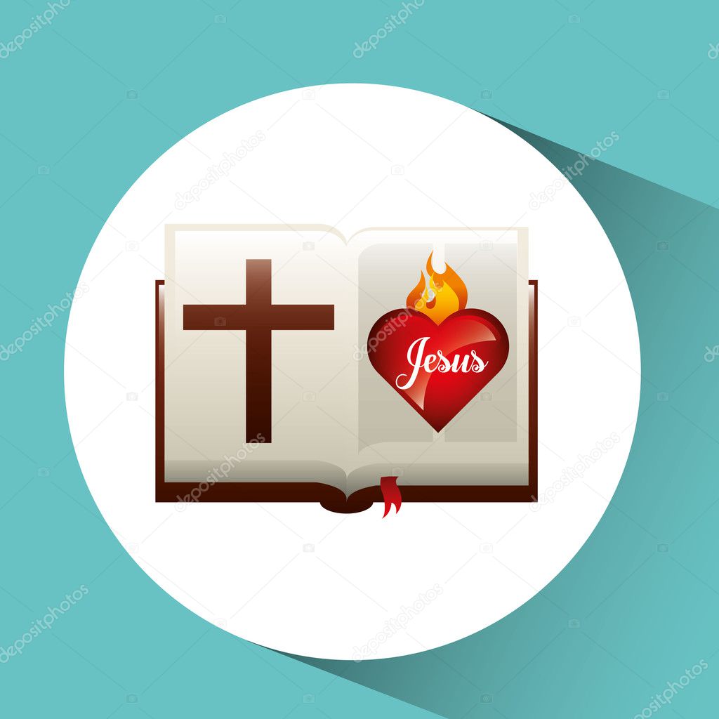 sacred heart jesus on bible design
