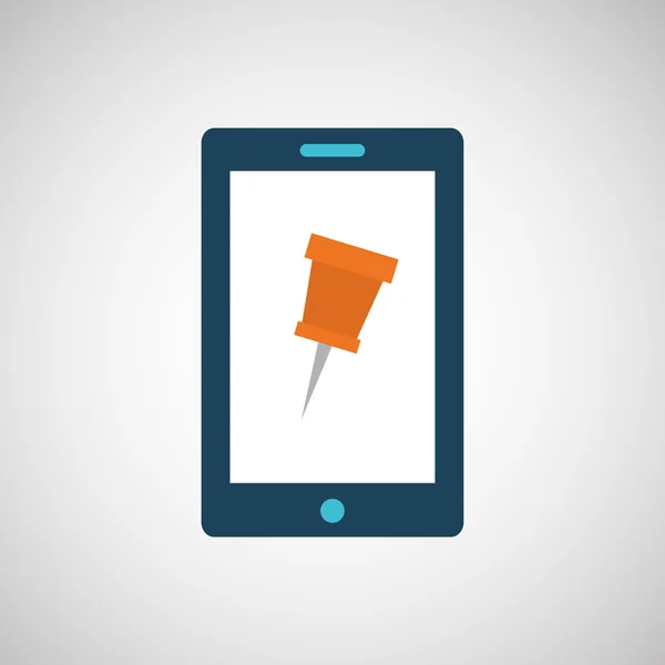 Smartphone numérique avec carte pin design isolé — Image vectorielle