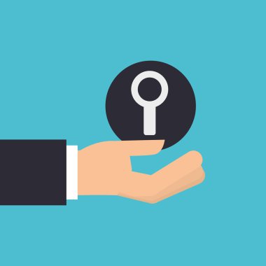 Arama göz simgesi tasarım izole tutan el