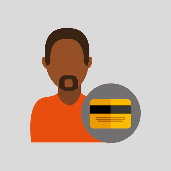 Homme carte de crédit africaine icône conception graphique isolé — Image vectorielle