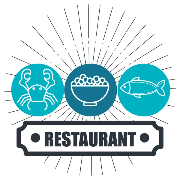 Restaurante manjares de mariscos diseño icono aislado — Vector de stock
