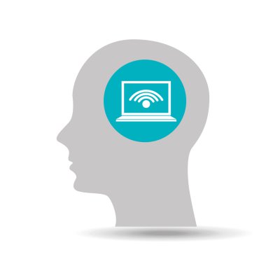 siluet kafası teknolojisi bağlantı simgesini grafik