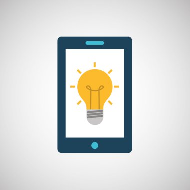 Smartphone izole fikir ampul tasarımıyla dijital