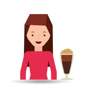 kadın sevimli Kupası kahve taze grafiği