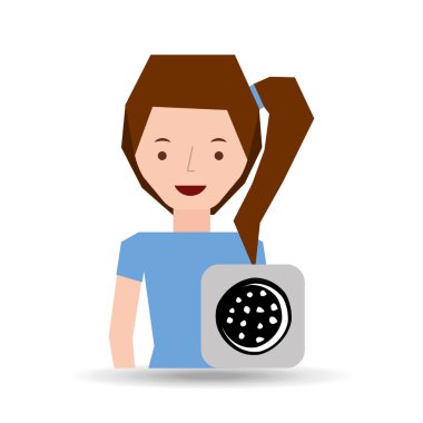 Kız çizgi film kurabiye krem tatlı simgesi