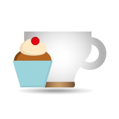 kek kiraz tatlı Kupası kahve simgesini grafik ile çizgi film